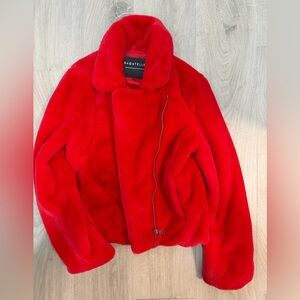 Bagatelle Vibrant Red Fur Moto Jacket